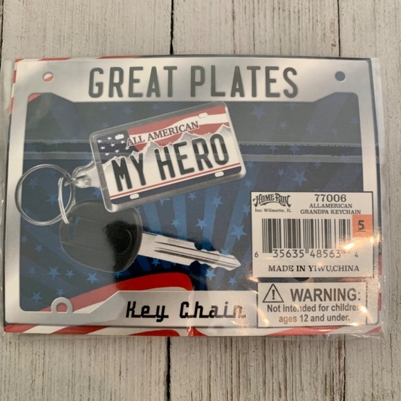 All American GRANDPA Keychain Keyring Gift Grandfather Birthday Acrylic Flag 2" - Picture 2 of 2